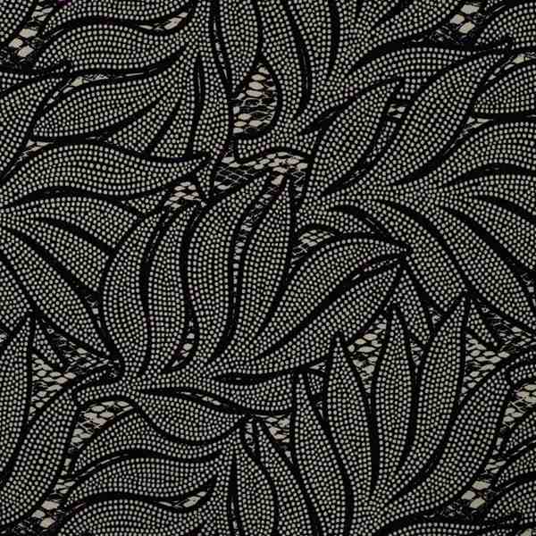 TISSU VISCOSE IMPRIME FEUILLAGE POINTILLISTE NOIR 