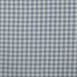 TISSU COTON À CARREAUX BLEU ET ÉCRU