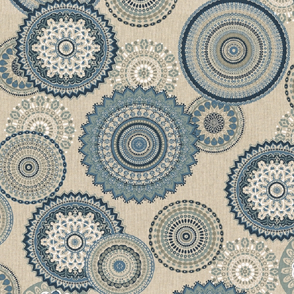 TISSU TOILE ASPECT LIN  MANDALA BLEU