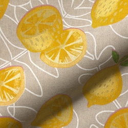 TISSU TOILE ASPECT LIN CITRON JAUNE