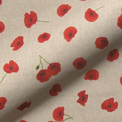 TISSU TOILE ASPECT LIN COQUELICOT ROUGE