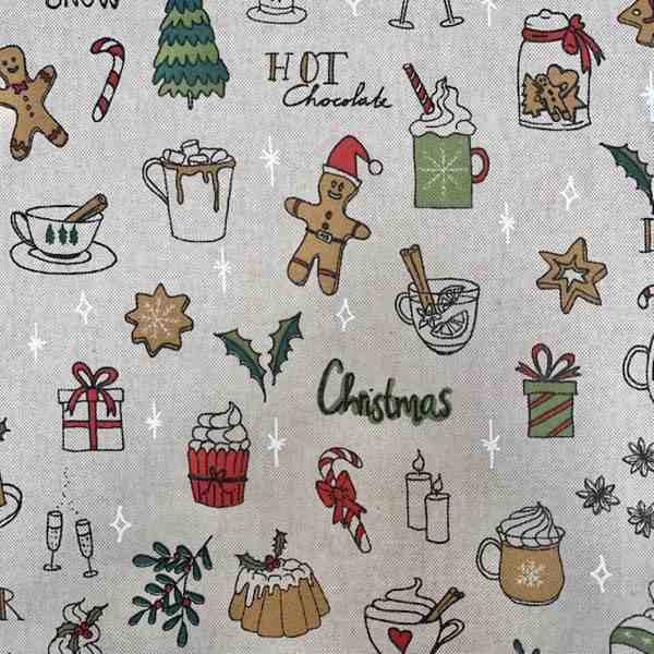 TISSU TOILE ASPECT LIN LINENLOOK DECORATION NOEL