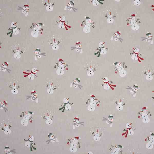 TISSU TOILE ASPECT LIN BONHOMME DE NEIGE