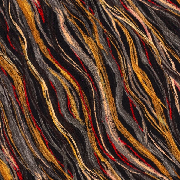 TISSU VISCOSE GAUFFRE FLAMME NOIR OCRE