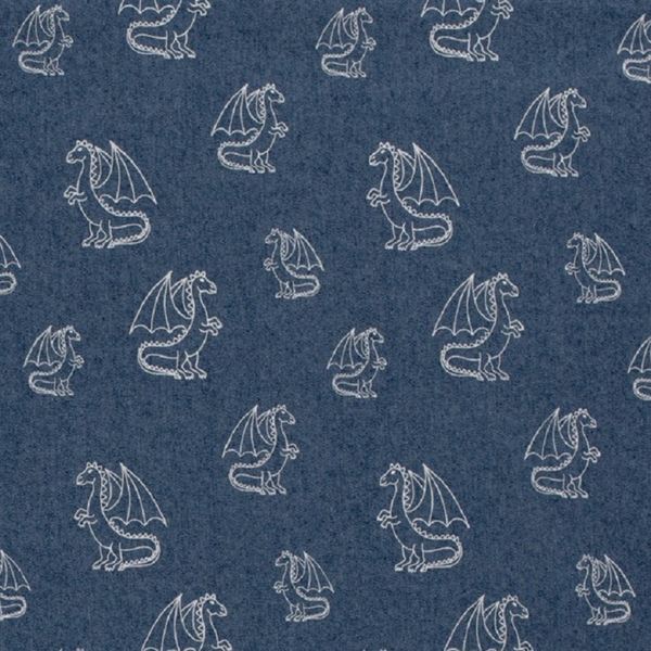 TISSU JEAN IMPRIME DRAGONS