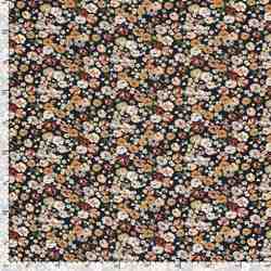 TISSU VISCOSE OTTOMAN IMPRIMÉ FLORAL NOIR OCRE 