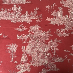 TISSU TOILE DE JOUY PASTORALE CORAIL