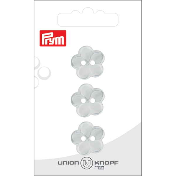 Bouton poly. 2-tr fleur 18mm blanc 