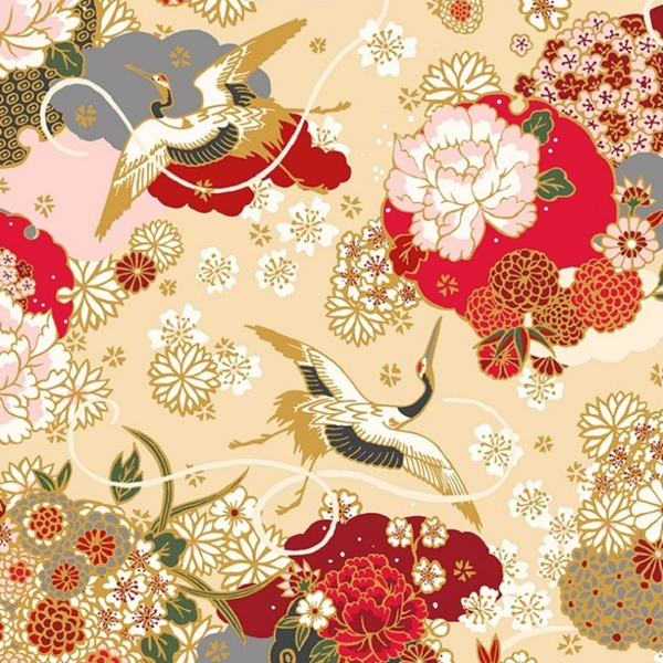 TISSU COTON IKEBANA JAPONAIS IVOIRE