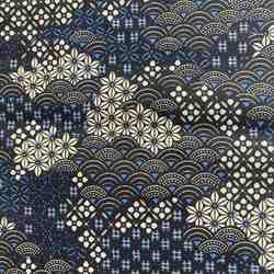TISSU MFTA COTON ENDUIT SHOGUN BLEU INDIGO