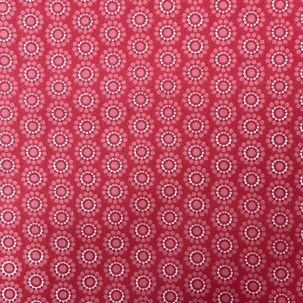 TISSU COTON IMPRIME MINI MANDALA ROUGE ROSE