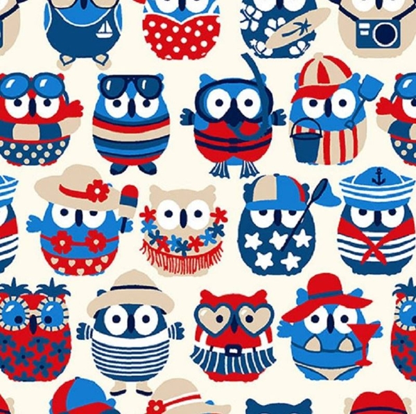 COUPON COTON CHOUETTE ETE BLEU 1M50 X 1M40
