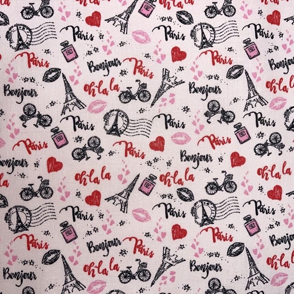 COUPON COTON OEKO-TEX BONJOUR PARIS 0M95 X 1M40