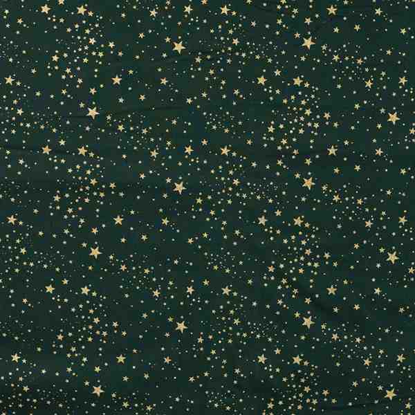 POPELINE DE COTON ETOILES DE NOEL VERT