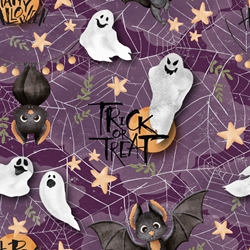 TISSU COTON HALLOWEEN LES CITROUILLES ET FANTOMES