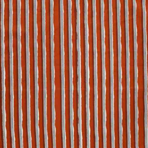TISSU COTON IMPRIMÉ RAYURES TERRACOTA
