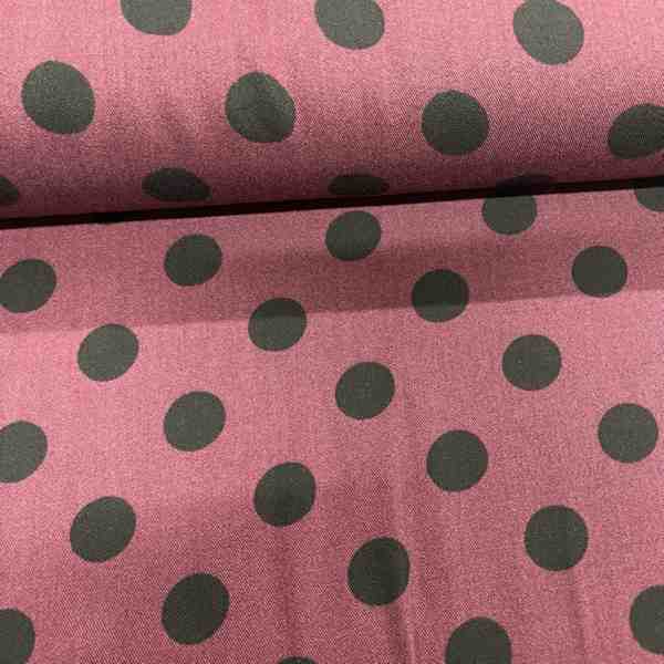 TISSU VISCOSE IMPRIME POIS NOIR FOND BLANC
