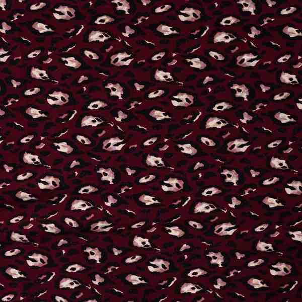 TISSU VISCOSE IMPRIME LEOPARD BORDEAUX