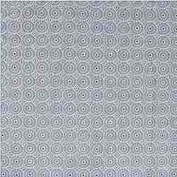 TISSU COTON BLEU BRODERIE GEOMETRIQUE