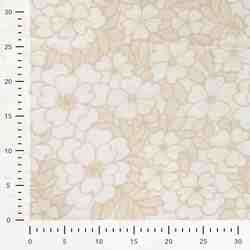 TISSU COTON BEIGE BRODERIE FLEURS