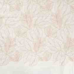 TISSU COTON BEIGE BRODÉ FEUILLAGE