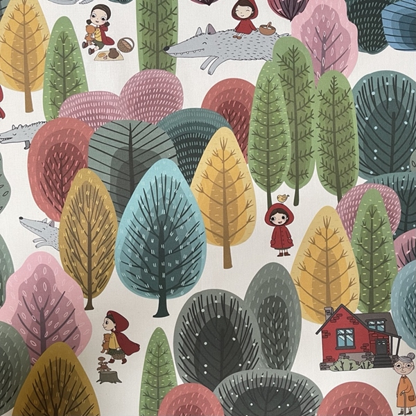 TISSU TOILE PANAMA PETIT CHAPERON ROUGE