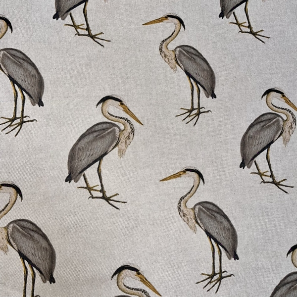 TISSU TOILE ASPECT LIN OISEAUX HERON