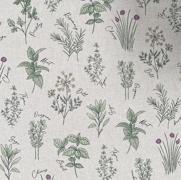 TISSU TOILE ASPECT LIN  HERBIER