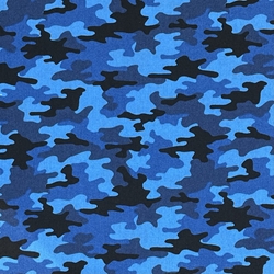 TISSU COTON IMPRIME CAMOUFLAGE BLEU 