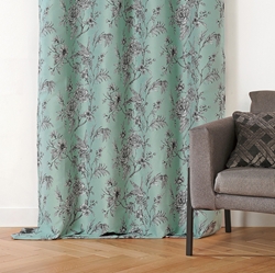 TISSU JACQUARD CHERRY OISEAU VERT