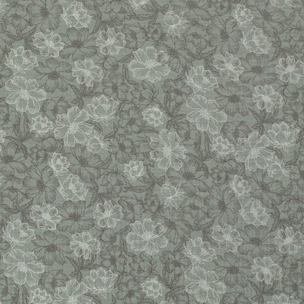 TISSU DOUBLE GAZE GROSSE FLEUR VERT