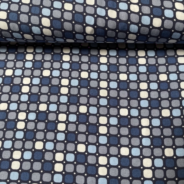 TISSU CHEMISIER VISCOSE CUBE MARINE