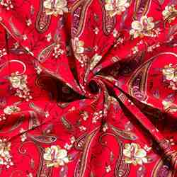 TISSU VISCOSE TWILL FLEUR ROUGE