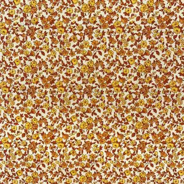 TISSU COTON ENDUIT PETITES FLEURS JAUNE OCRE
