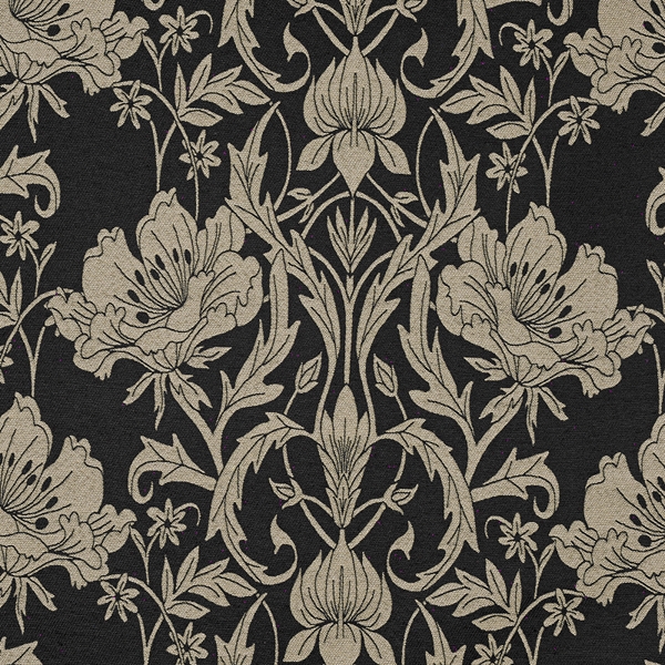 TISSU JACQUARD AMEUBLEMENT ALIENOR  NOIR TAUPE