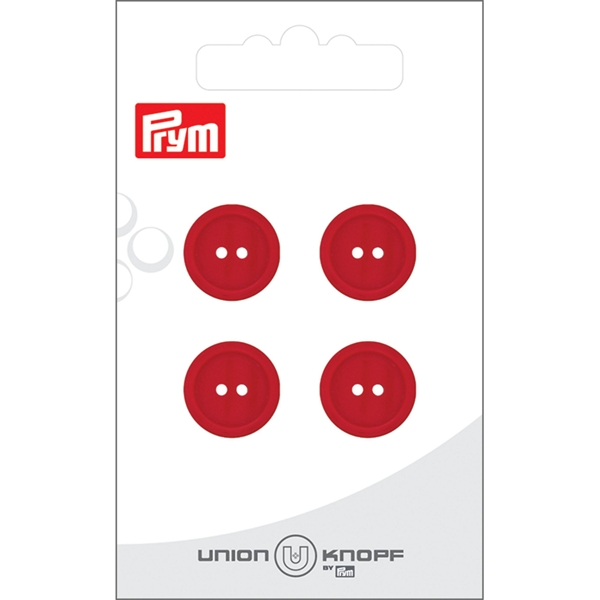Bouton poly. 2-tr 15mm rouge 