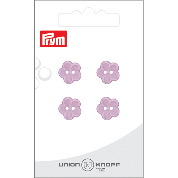 Bouton poly. 2-tr fleur 12mm lilas 