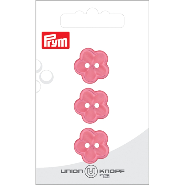 Bouton poly. 2-tr fleur 18mm rose