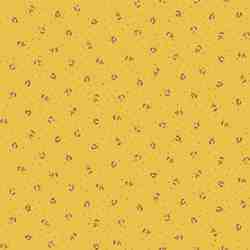 TISSU COTON ENDUIT SEMIS DE FLEURS FOND JAUNE