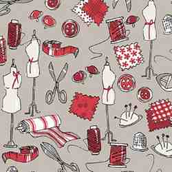 TISSU MFTA COTON MERCERIE LIN ROUGE