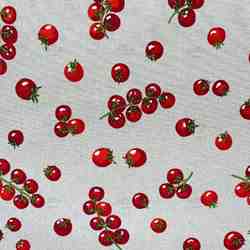 TISSU TOILE ASPECT LIN TOMATES CERISES