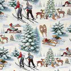 TISSU JACQUARD GOBELIN PAYSAGE D'HIVER