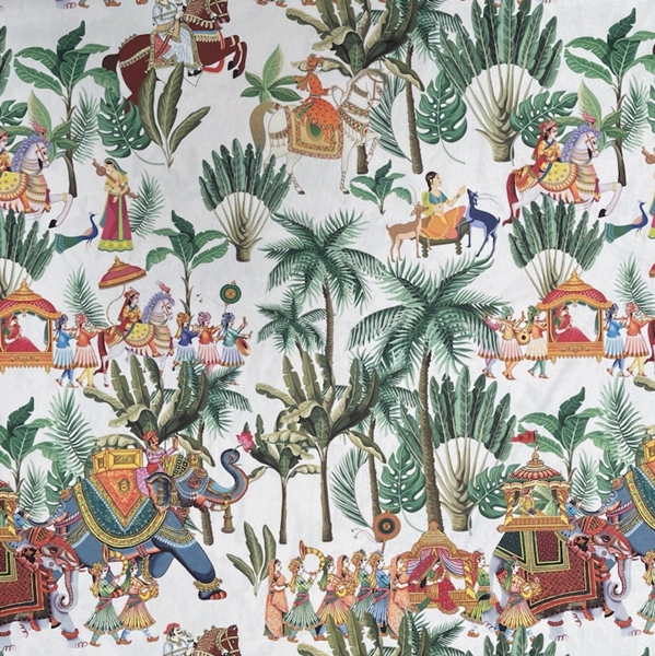 TISSU TOILE SCENE A CHEVAL EN INDE 