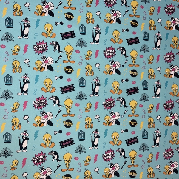 TISSU COTON TITI ET GROSMINET LOONEY TUNES 