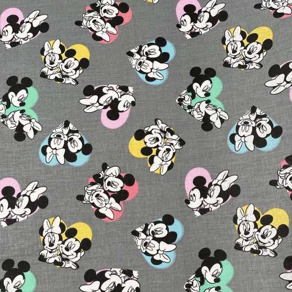 TISSU COTON DISNEY MICKEY ET MINNIE EN COEUR