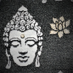 TISSU JACQUARD BOUDDHA NOIR OR