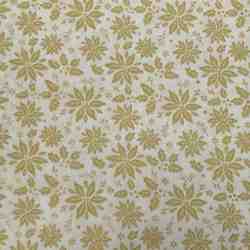 TISSU COTON  FLEURS DE NOL OR FOND ECRU