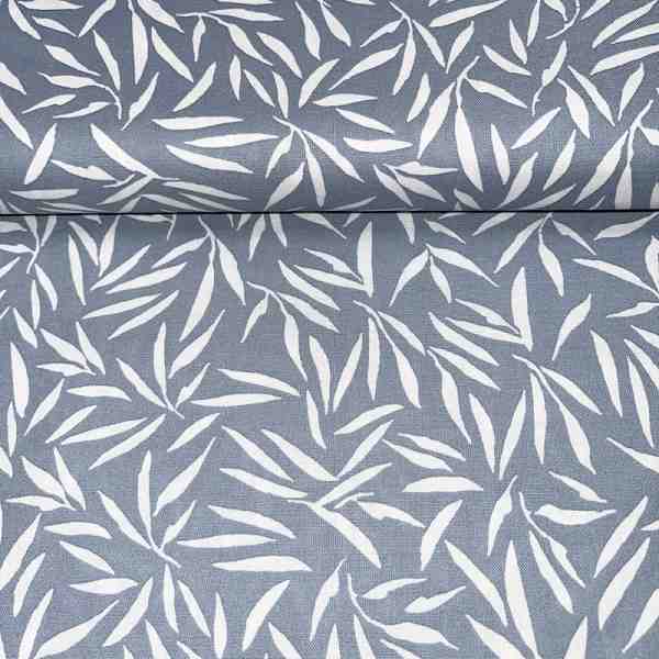 Tissu en Popeline de Coton Feuillage Gris