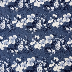 TISSU COTON BOUQUET DE FLEUR FOND BLEU 