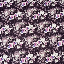 TISSU COTON BOUQUET DE FLEUR ROSE 